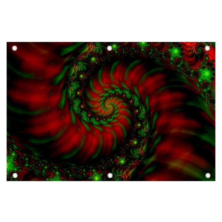 Fractal Green Red Spiral Happiness Vortex Spin Banner and Sign 6  x 4 