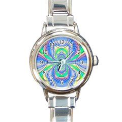 Fractal Geometry Mathematics Gradient Ovals Math Round Italian Charm Watch by Ravend