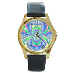 Fractal Geometry Mathematics Gradient Ovals Math Round Gold Metal Watch by Ravend