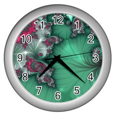 Fractal Spiral Template Abstract Background Design Wall Clock (silver) by Ravend