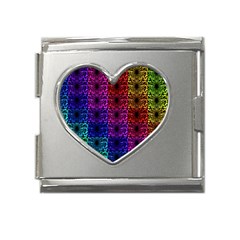 Rainbow Grid Form Abstract Background Graphic Mega Link Heart Italian Charm (18mm) by Ravend