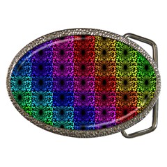 Rainbow Grid Form Abstract Background Graphic Belt Buckles