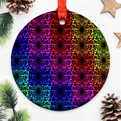 Rainbow Grid Form Abstract Background Graphic Round Ornament (two Sides) by Ravend