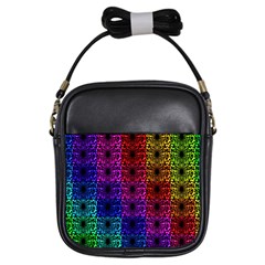 Rainbow Grid Form Abstract Background Graphic Girls Sling Bag by Ravend