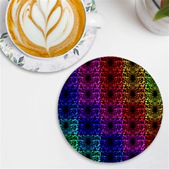 Rainbow Grid Form Abstract Background Graphic Uv Print Round Tile Coaster by Ravend