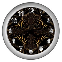 Fractal Symmetry Symmetrical Art Artwork Wall Clock (Silver)