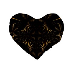 Fractal Symmetry Symmetrical Art Artwork Standard 16  Premium Flano Heart Shape Cushions