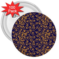 Spiral Pattern Texture Fractal Circle Geometry 3  Buttons (100 Pack)  by Ravend