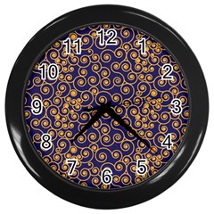 Spiral Pattern Texture Fractal Circle Geometry Wall Clock (black) by Ravend