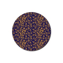 Spiral Pattern Texture Fractal Circle Geometry Rubber Round Coaster (4 Pack)