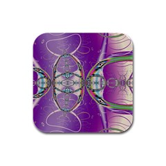 Abstract Colorful Art Pattern Design Fractal Rubber Square Coaster (4 Pack) by Ravend