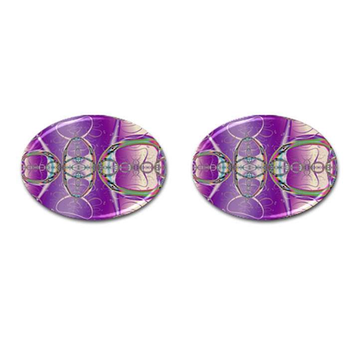 Abstract Colorful Art Pattern Design Fractal Cufflinks (Oval)