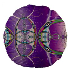 Abstract Colorful Art Pattern Design Fractal Large 18  Premium Round Cushions by Ravend