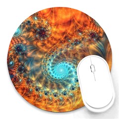 Fractal Math Abstract Mysterious Mystery Vortex Round Mousepad by Ravend