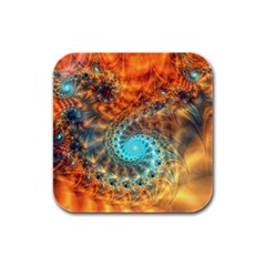 Fractal Math Abstract Mysterious Mystery Vortex Rubber Square Coaster (4 Pack) by Ravend