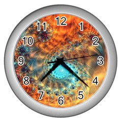 Fractal Math Abstract Mysterious Mystery Vortex Wall Clock (silver) by Ravend