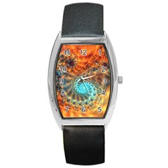 Fractal Math Abstract Mysterious Mystery Vortex Barrel Style Metal Watch by Ravend