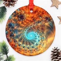 Fractal Math Abstract Mysterious Mystery Vortex Round Ornament (two Sides) by Ravend