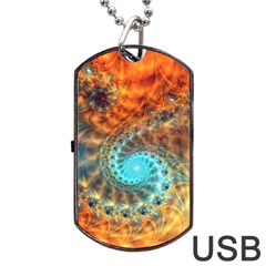 Fractal Math Abstract Mysterious Mystery Vortex Dog Tag Usb Flash (two Sides) by Ravend