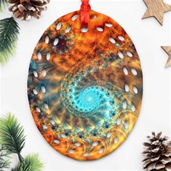 Fractal Math Abstract Mysterious Mystery Vortex Oval Filigree Ornament (two Sides) by Ravend