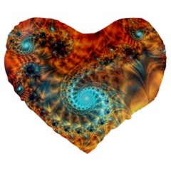 Fractal Math Abstract Mysterious Mystery Vortex Large 19  Premium Heart Shape Cushions by Ravend