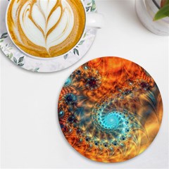 Fractal Math Abstract Mysterious Mystery Vortex Uv Print Round Tile Coaster by Ravend