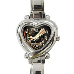 Space Futuristic Technology Digital Ai Generated Heart Italian Charm Watch by Ravend