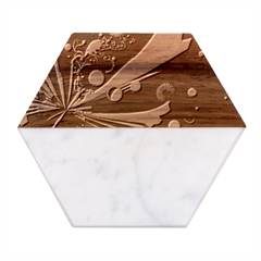 Space Futuristic Technology Digital Ai Generated Marble Wood Coaster (hexagon) 