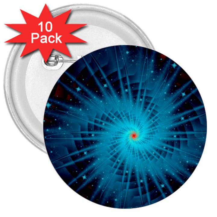 Spiral Stars Fractal Cosmos Explosion Big Bang 3  Buttons (10 pack) 