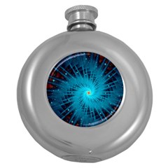 Spiral Stars Fractal Cosmos Explosion Big Bang Round Hip Flask (5 Oz) by Ravend