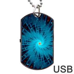 Spiral Stars Fractal Cosmos Explosion Big Bang Dog Tag Usb Flash (one Side) by Ravend