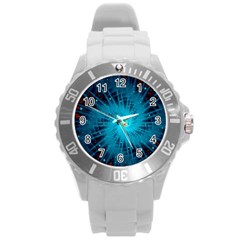 Spiral Stars Fractal Cosmos Explosion Big Bang Round Plastic Sport Watch (l) by Ravend