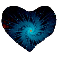 Spiral Stars Fractal Cosmos Explosion Big Bang Large 19  Premium Flano Heart Shape Cushions by Ravend