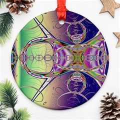 Fractal Abstract Digital Art Art Colorful Round Ornament (two Sides) by Ravend