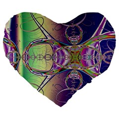 Fractal Abstract Digital Art Art Colorful Large 19  Premium Flano Heart Shape Cushions by Ravend