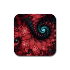 Fractal Spiral Vortex Pattern Art Digital Rubber Square Coaster (4 Pack) by Ravend