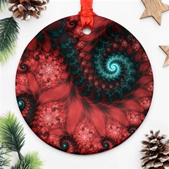 Fractal Spiral Vortex Pattern Art Digital Round Ornament (two Sides) by Ravend