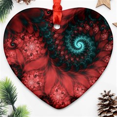 Fractal Spiral Vortex Pattern Art Digital Heart Ornament (two Sides) by Ravend