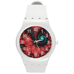 Fractal Spiral Vortex Pattern Art Digital Round Plastic Sport Watch (m) by Ravend