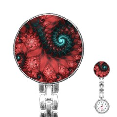 Fractal Spiral Vortex Pattern Art Digital Stainless Steel Nurses Watch by Ravend