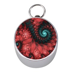 Fractal Spiral Vortex Pattern Art Digital Mini Silver Compasses