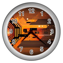 Technology Design Tech Computer Future Business Wall Clock (Silver)