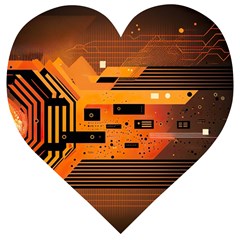 Technology Design Tech Computer Future Business Wooden Puzzle Heart by Ravend