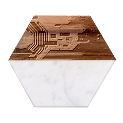 Technology Design Tech Computer Future Business Marble Wood Coaster (hexagon)  by Ravend