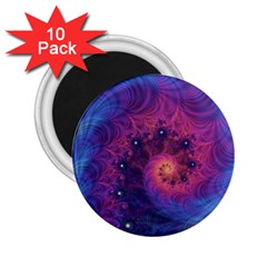 Fractal Fractals Spiral Vortex Blue Dark Art 2 25  Magnets (10 Pack)  by Ravend