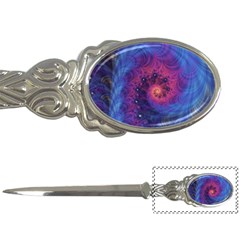 Fractal Fractals Spiral Vortex Blue Dark Art Letter Opener by Ravend