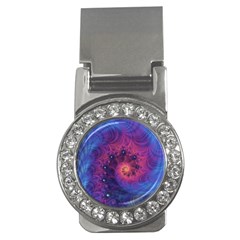 Fractal Fractals Spiral Vortex Blue Dark Art Money Clips (cz)  by Ravend