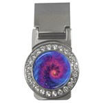 Fractal Fractals Spiral Vortex Blue Dark Art Money Clips (CZ)  Front