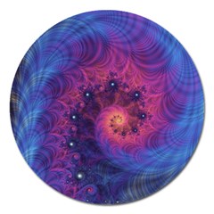 Fractal Fractals Spiral Vortex Blue Dark Art Magnet 5  (round) by Ravend