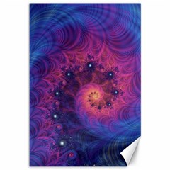 Fractal Fractals Spiral Vortex Blue Dark Art Canvas 12  X 18  by Ravend